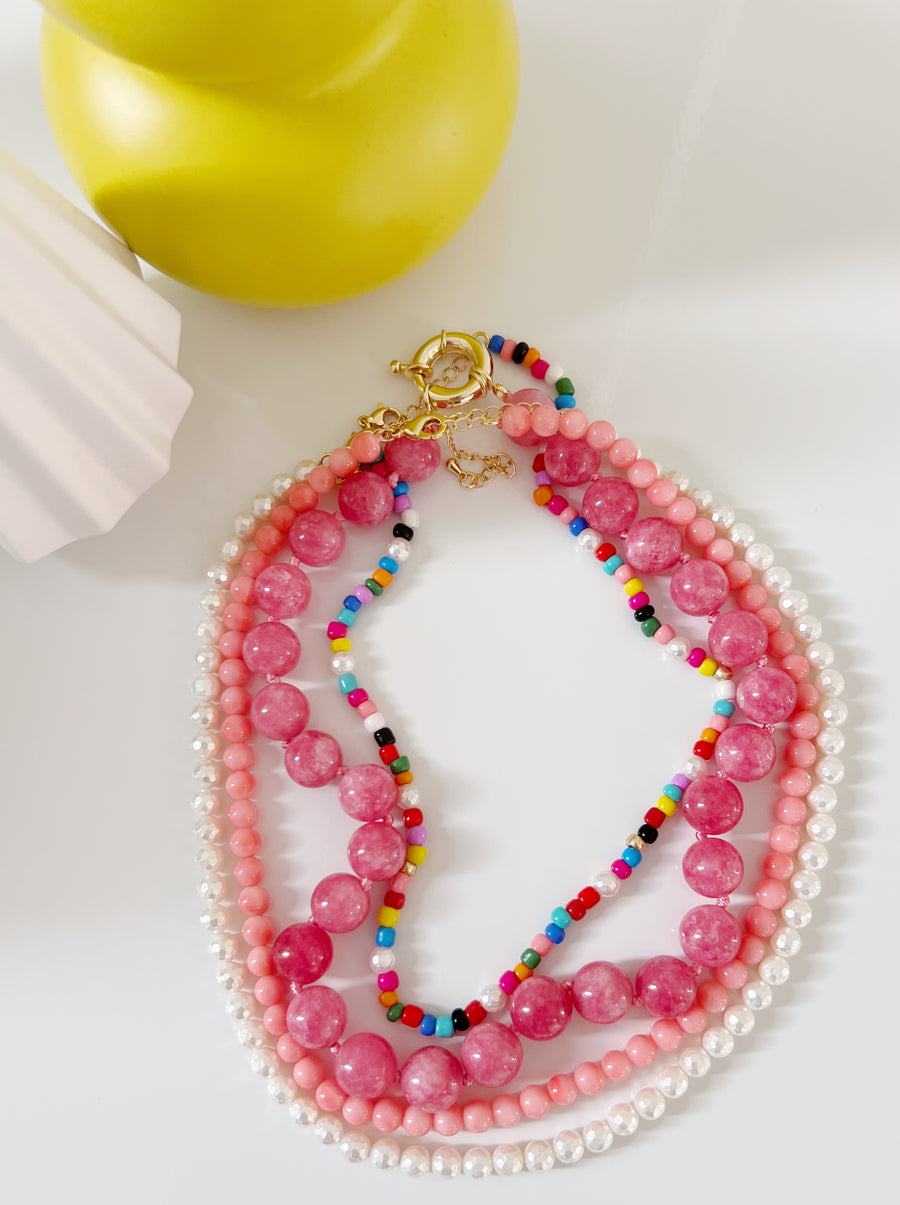 Pink Statement Bead Necklace