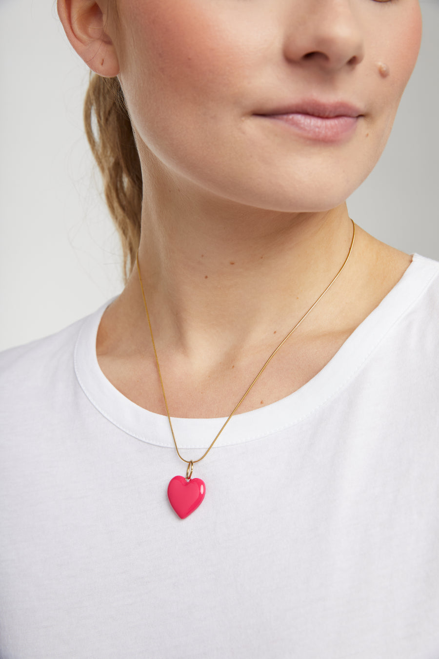 Enamel Puff Heart Necklace