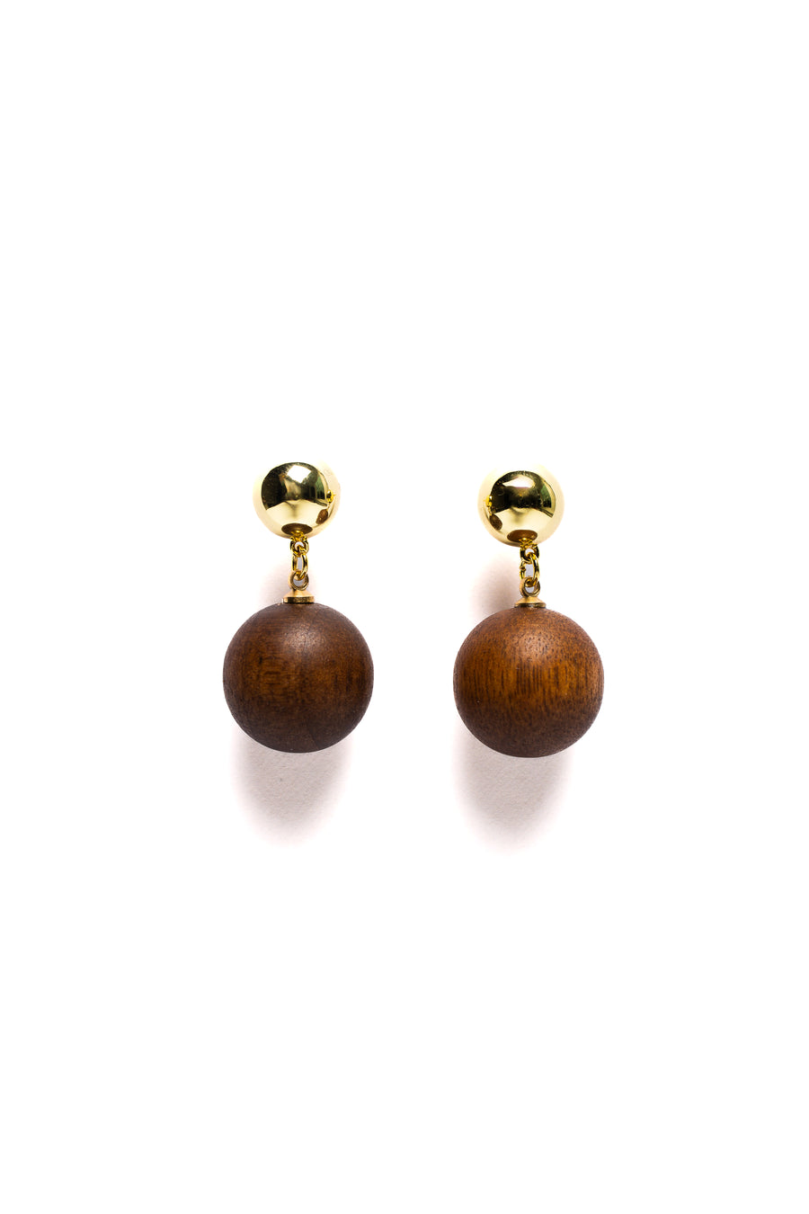 Wooden Ball Drop Earrings