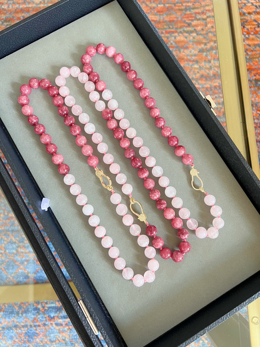 Rose Quartz/Magenta Jade Statement Beaded Necklace