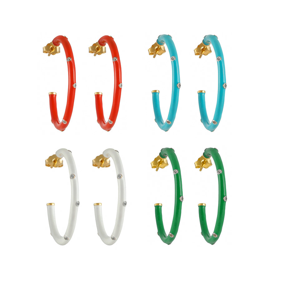 Enamel hoop earrings