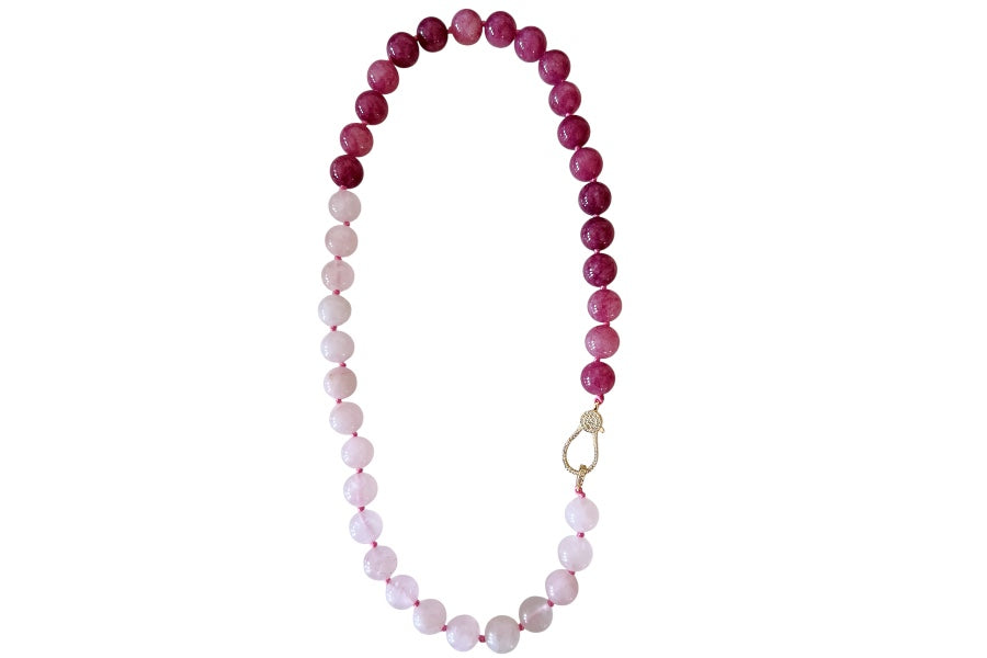 Rose Quartz/Magenta Jade Statement Beaded Necklace