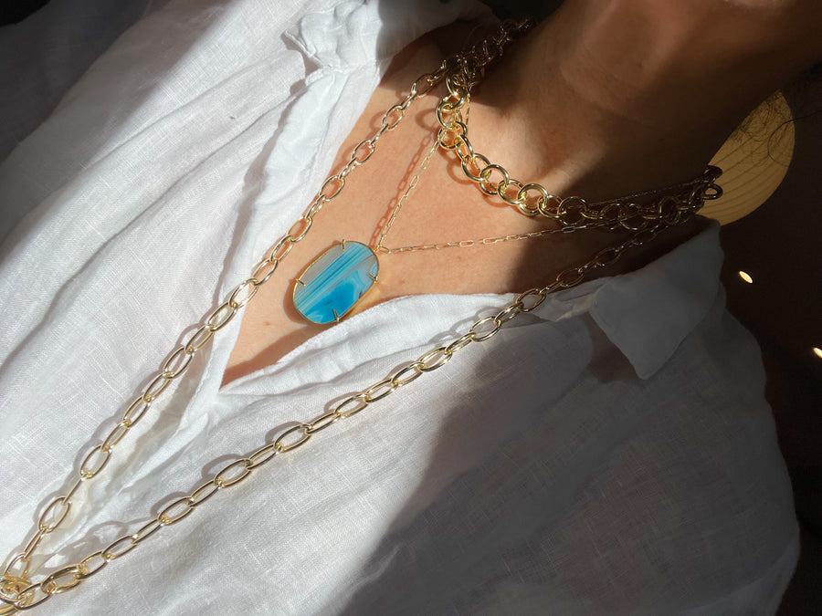 Circle Link Chunky Gold Chain Necklace