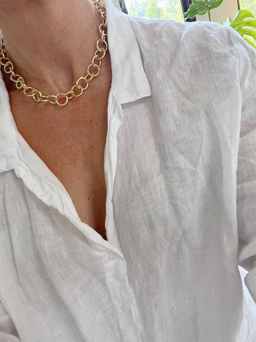 Circle Link Chunky Gold Chain Necklace