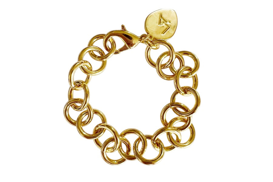 Circle Link Chunky Gold Chain Bracelet