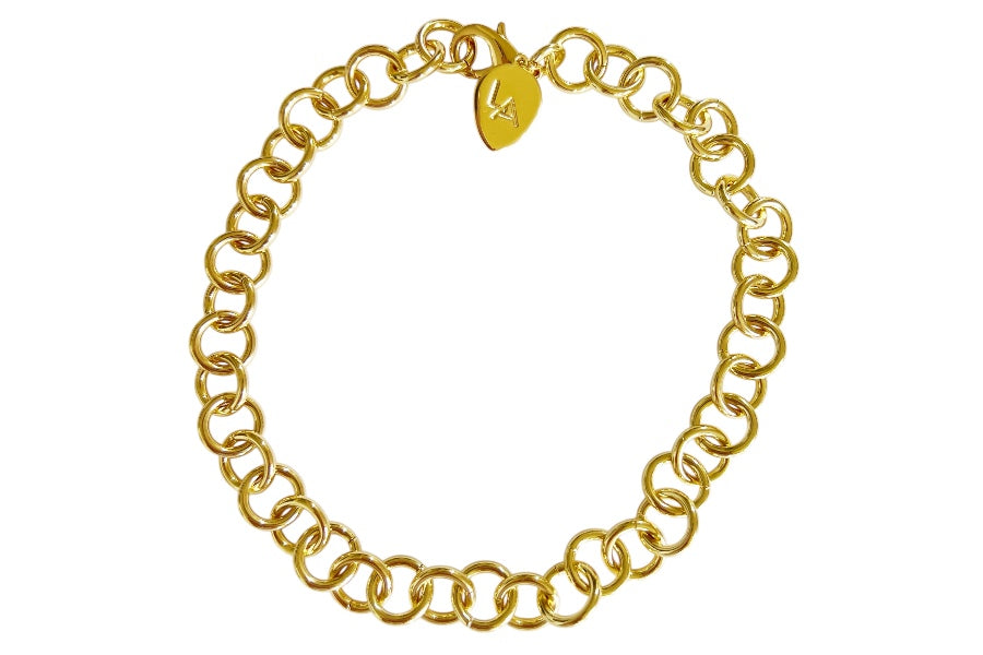 Circle Link Chunky Gold Chain Necklace