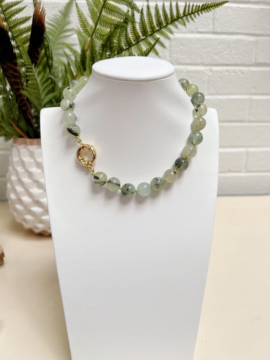 Green Prehnite Statement Necklace
