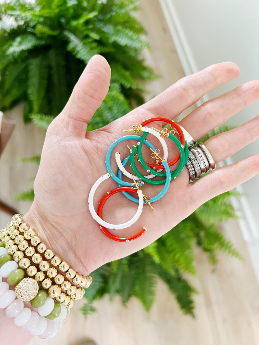 Enamel hoop earrings