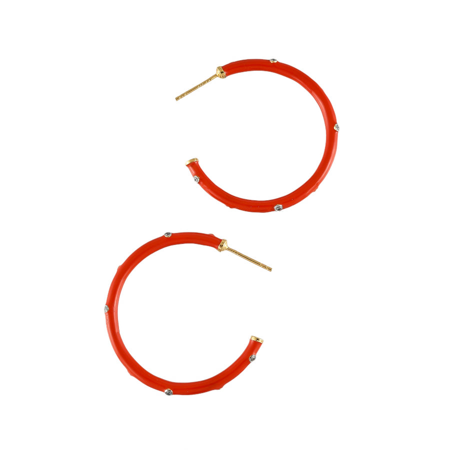 Enamel hoop earrings