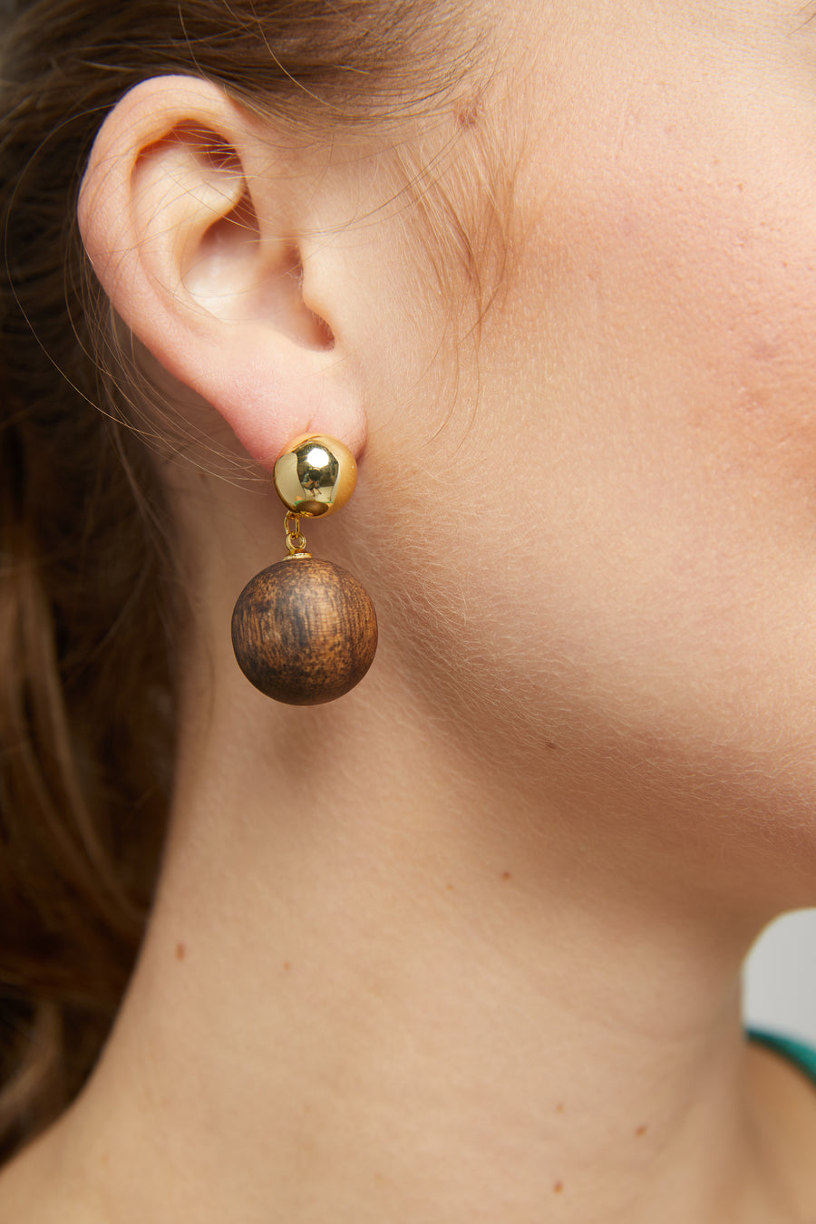 Wooden Ball Drop Earrings