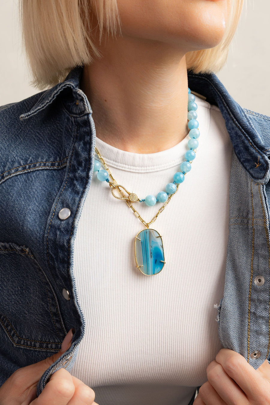 Boho Chic Agate Pendant Necklace