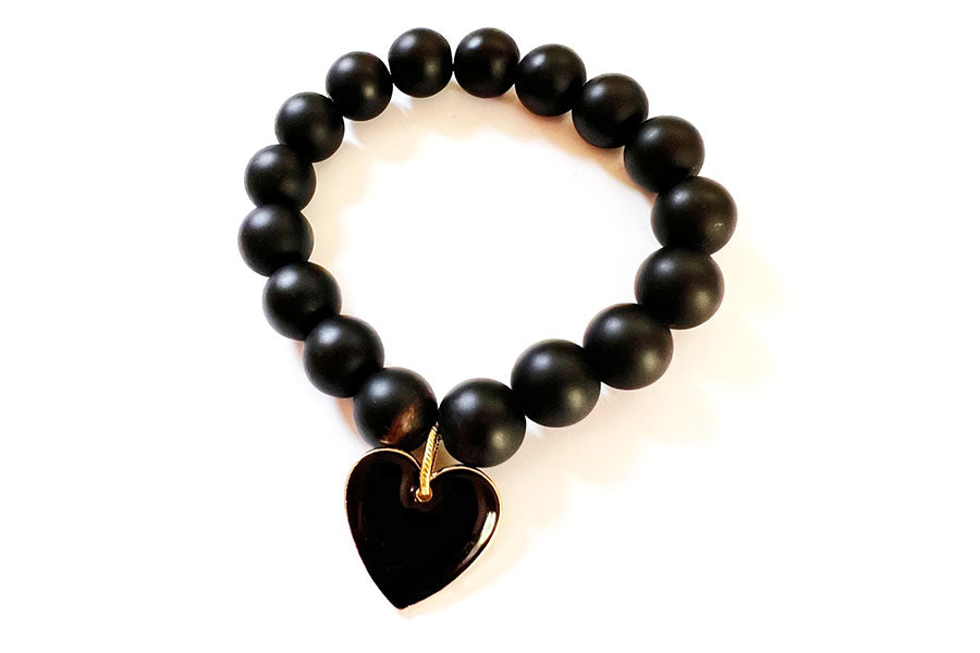 Black heart charm bracelet
