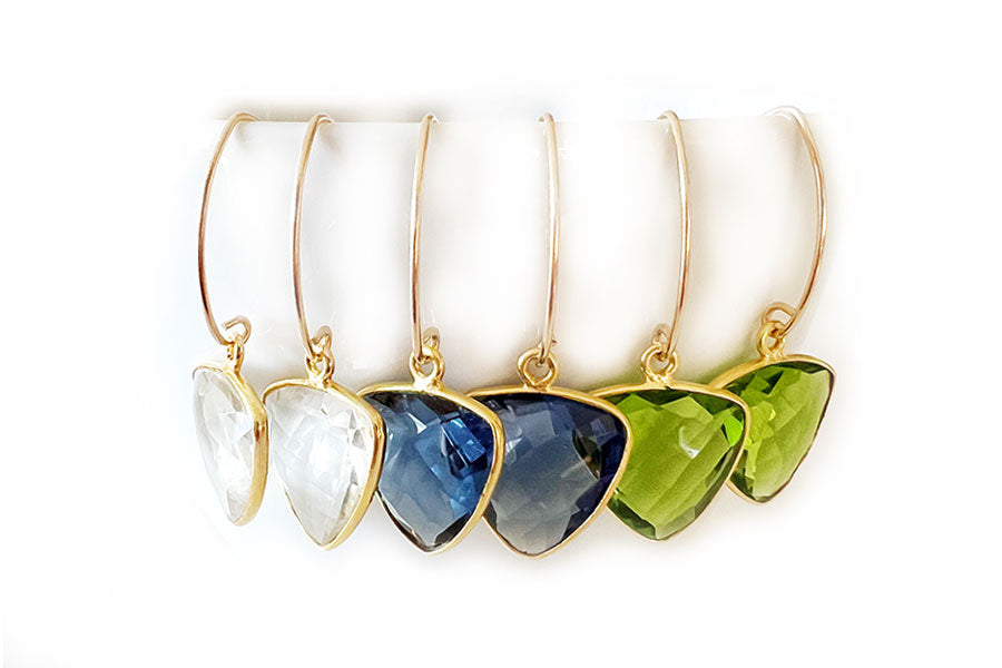 Gemstone Triangle Drop Earrings