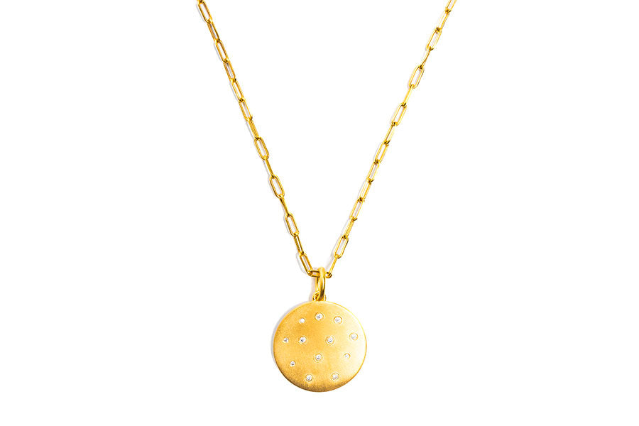 Gold Disc Pendant Necklace