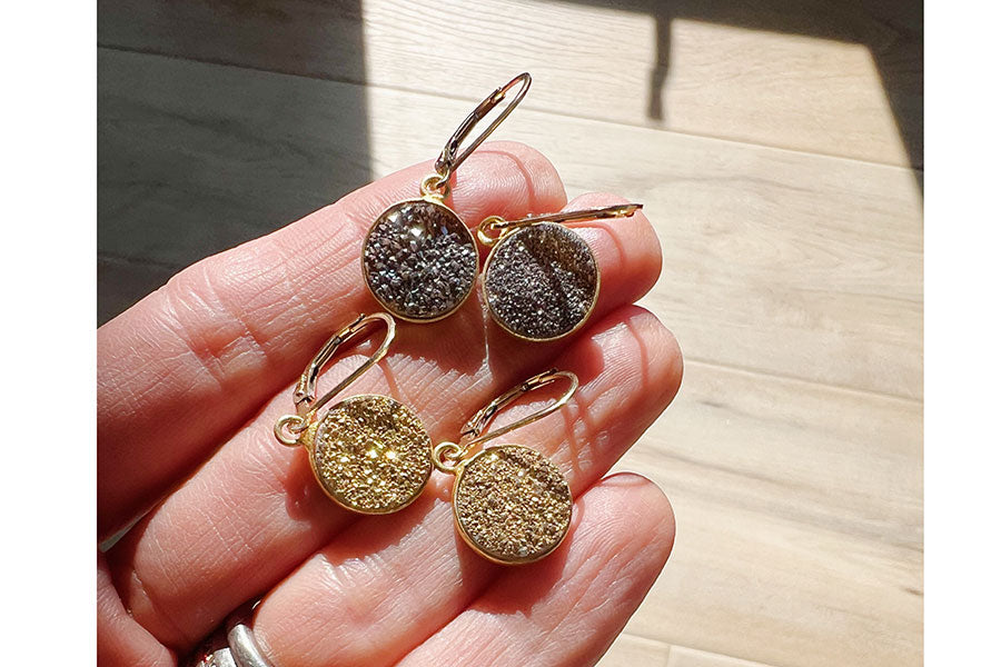 Mini Druzy Drop Earrings