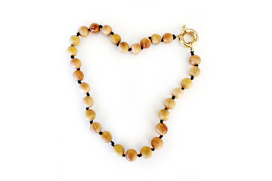 Natural Wood Beaded Necklace