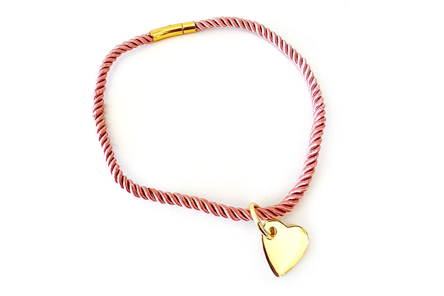 Twisted Satin Cord with Heart Pendant