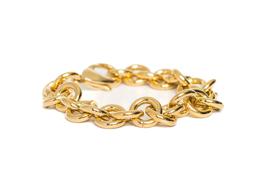 Polished Round Link Gold Bracelet