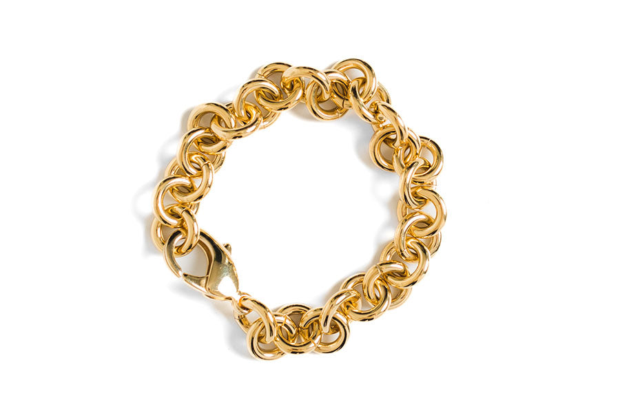 Polished Round Link Gold Bracelet