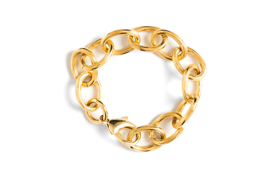 Textured Oval Link Gold Statement Bracelet