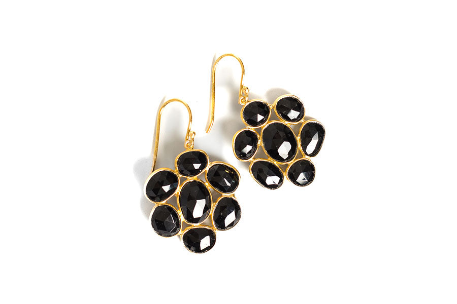 Black Onyx Flower Statement Earrings