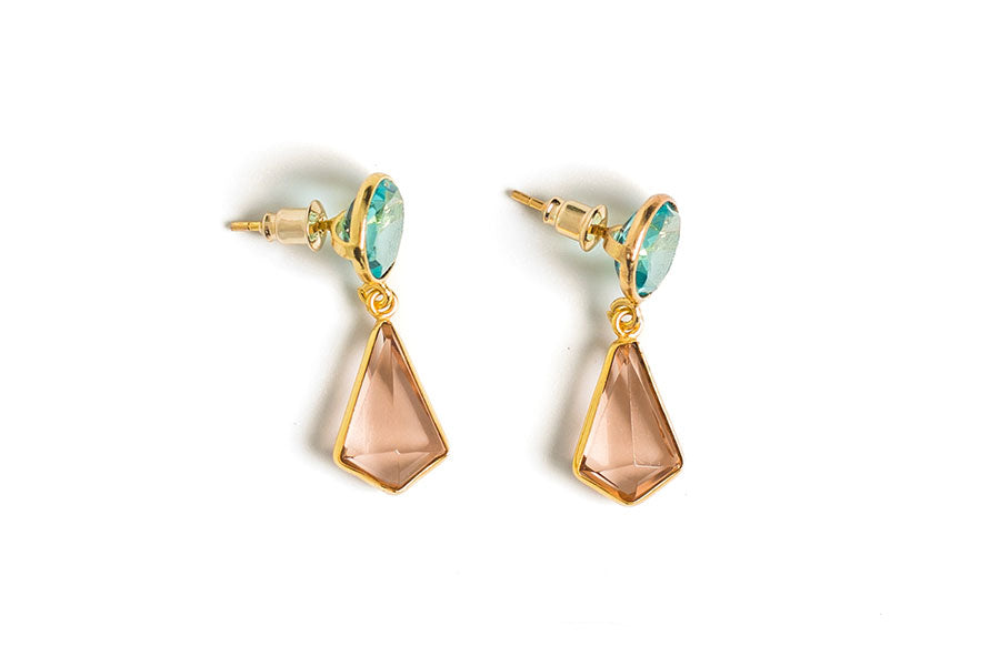 Pink and Blue Drop Earrings