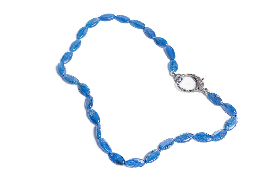 Bright Blue Smooth Kyanite with Pave Clasp