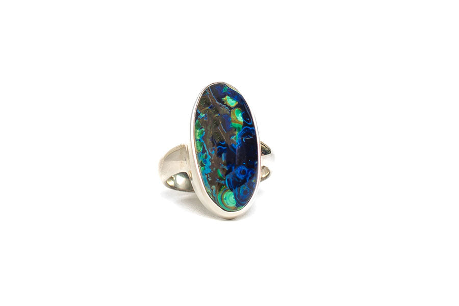 Blue and Green Azurite-Malachite Statement Ring