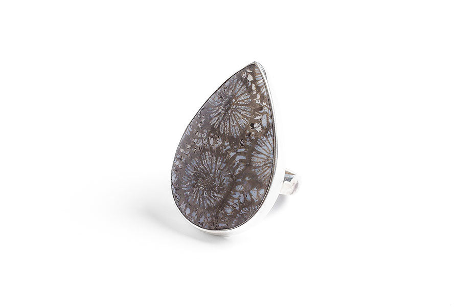 Natural Fossil Coral Statement Ring